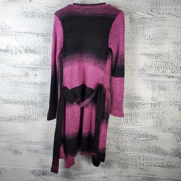 Bebe Removable Belted Black Fuschia Long Duster Cardigan Sweater Size Small - Picture 7 of 13